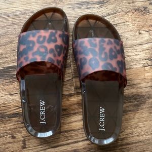 J. Crew Tortoise Jelly Leopard Pool Slides